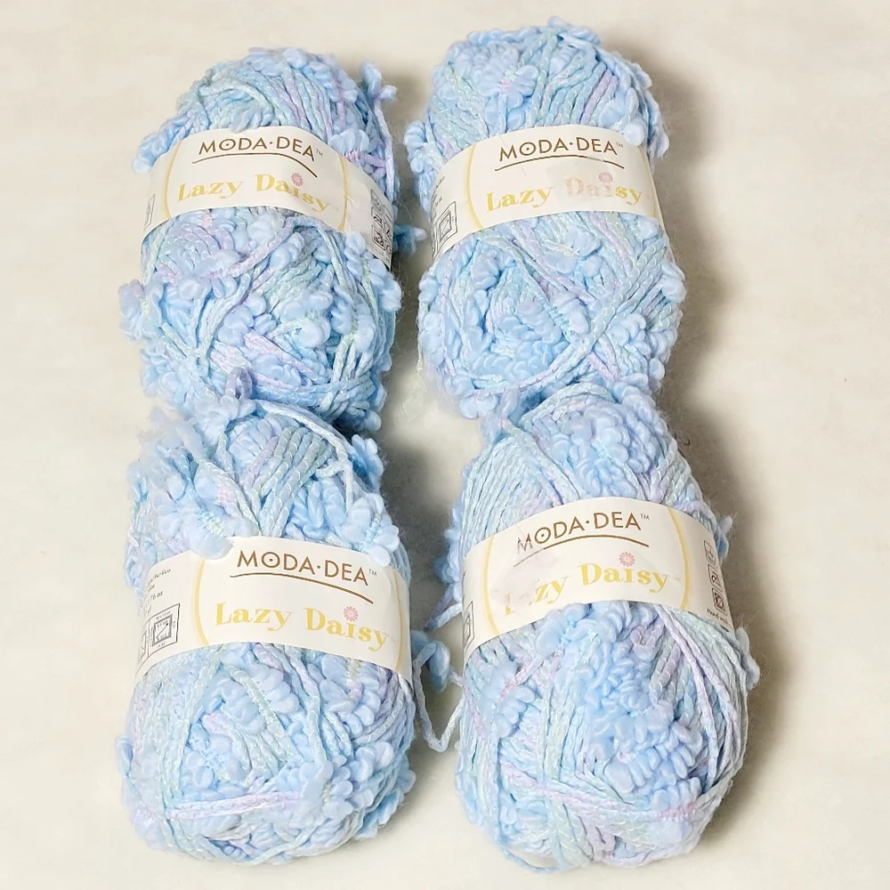 MODA-DEA Lazy Daisy Yarn #3812 Sky Blue 4 Skeins Made in Italy